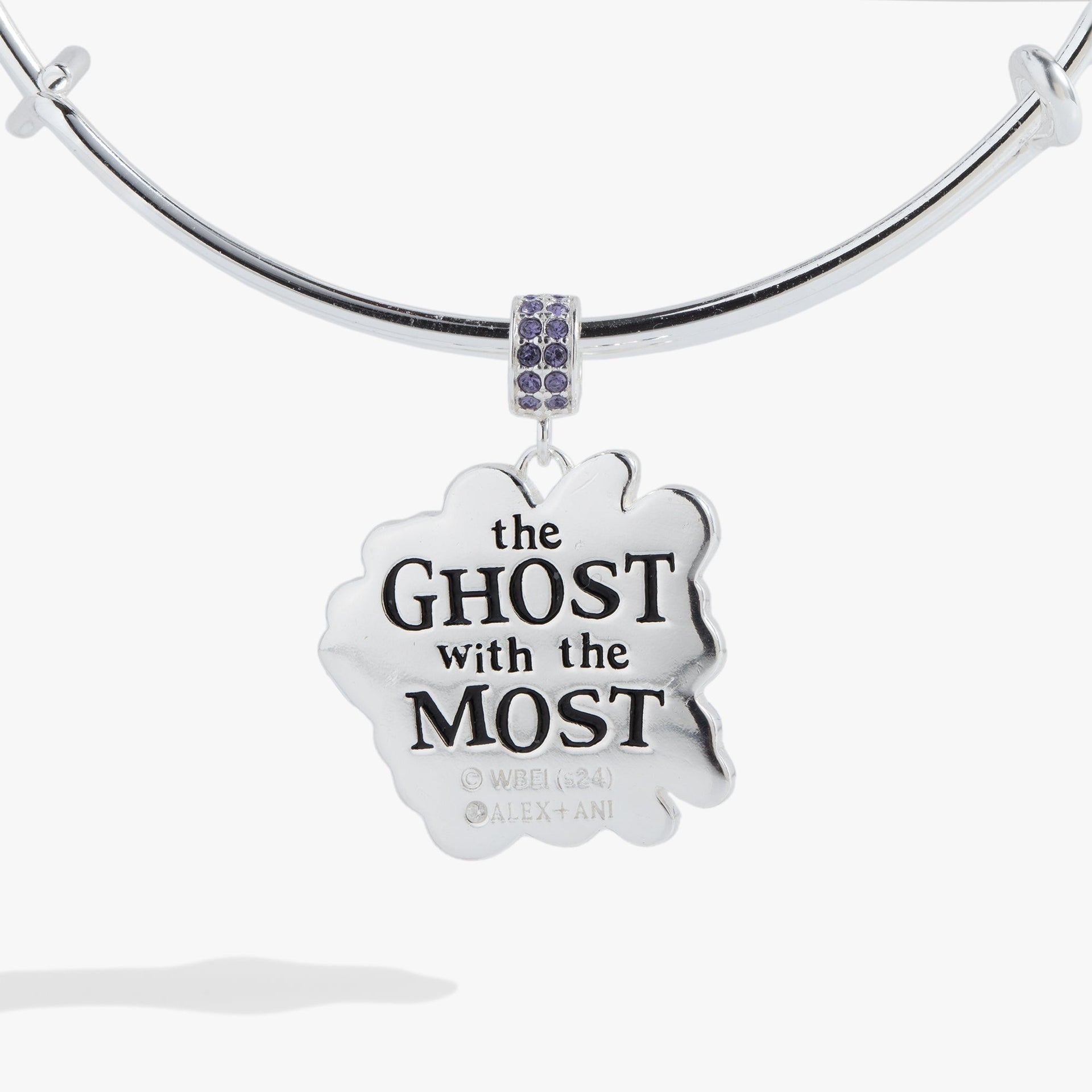 BEETLEJUICE™ Green Enamel Charm Bangle in Ornate Silver