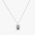 Silver BEETLEJUICE Handbook for the Recently Deceased book pendant necklace.