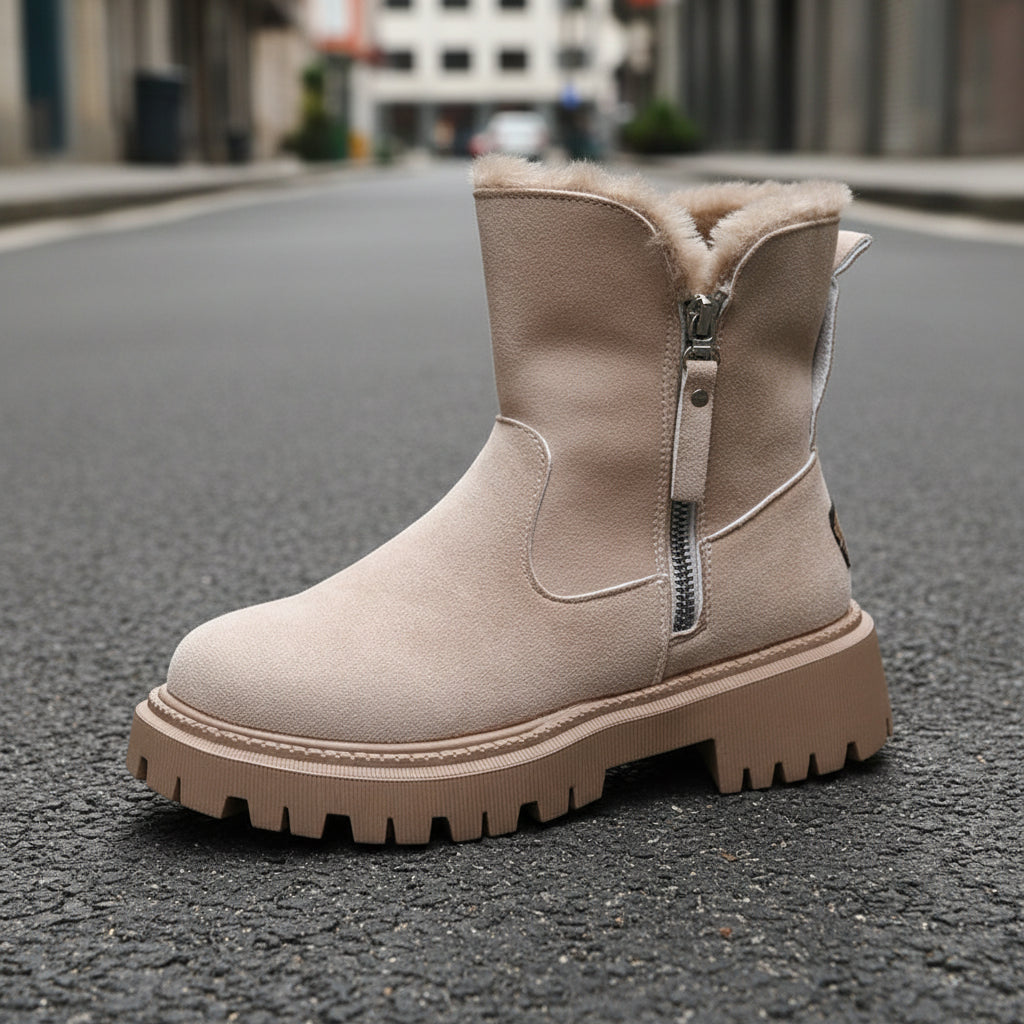 Women’s Plush Lined Waterproof Winter Boots with Lug Sole
