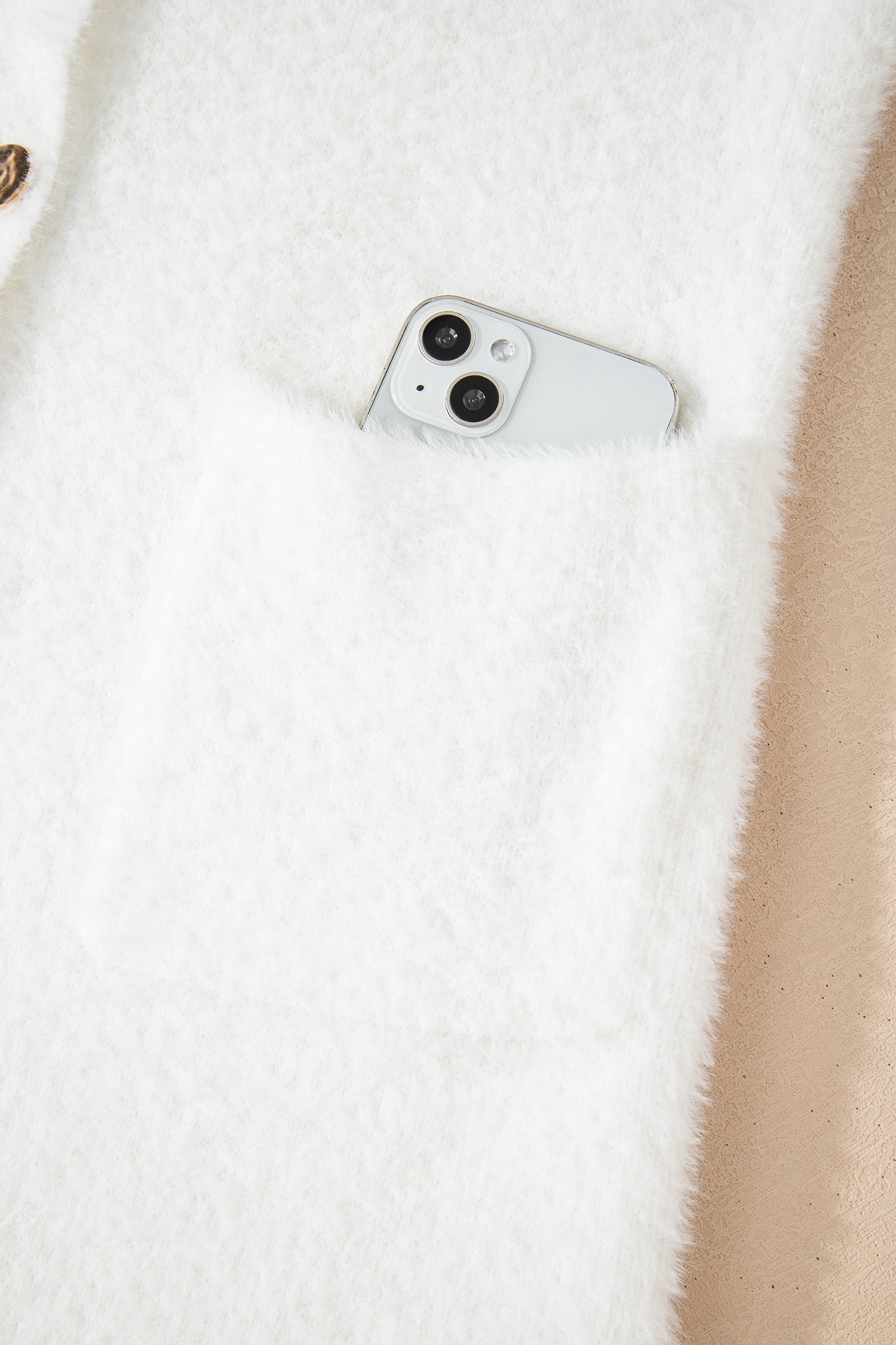 Solid Fuzzy Button-Front Cardigan