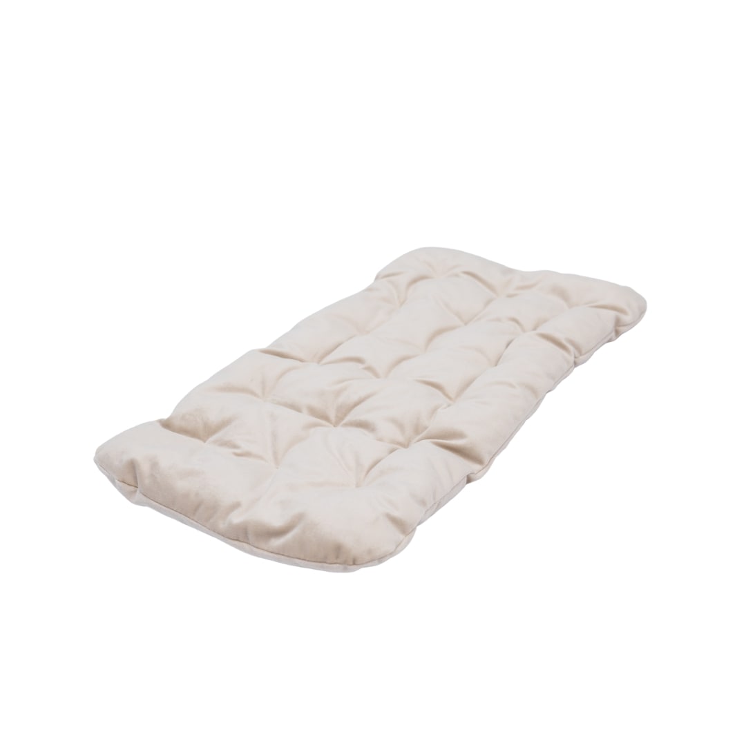 Beige sleeping cat pillow designed for feline comfort and play