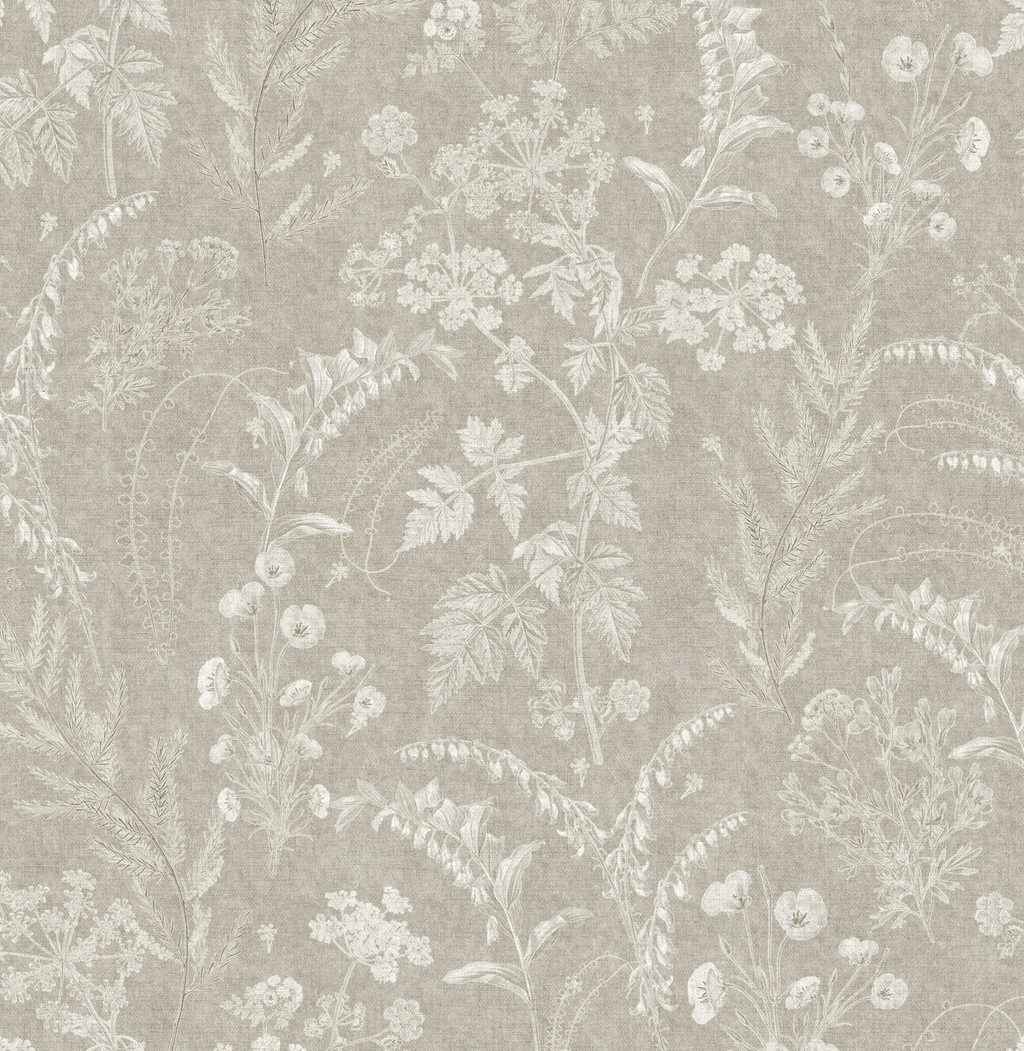 Winsome Floral Removable Wallpaper in Taupe, Sage-Green, White