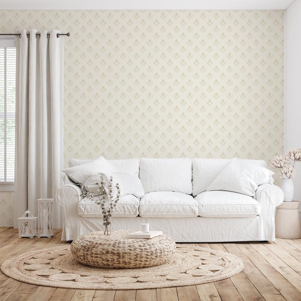 Shiloh Floral Removable Wallpaper in Sage-Green and Dusty-Rose