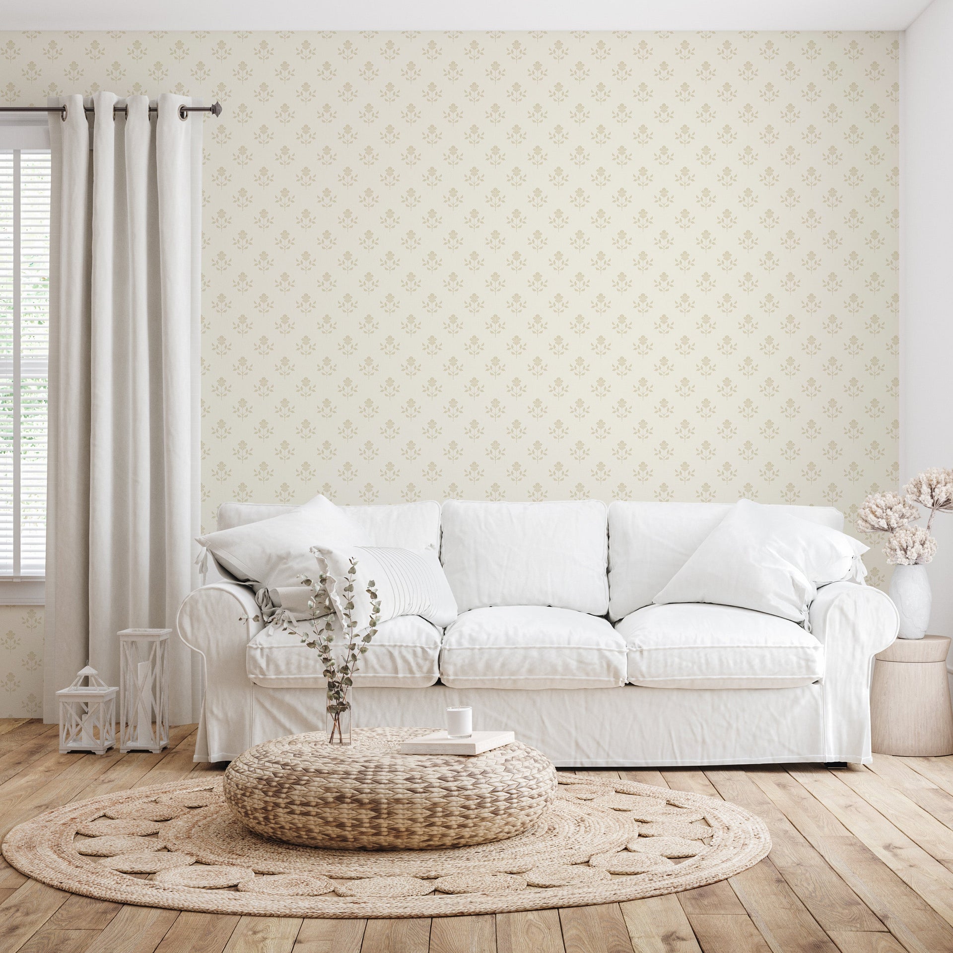 Shiloh Floral Removable Wallpaper in Sage-Green and Dusty-Rose