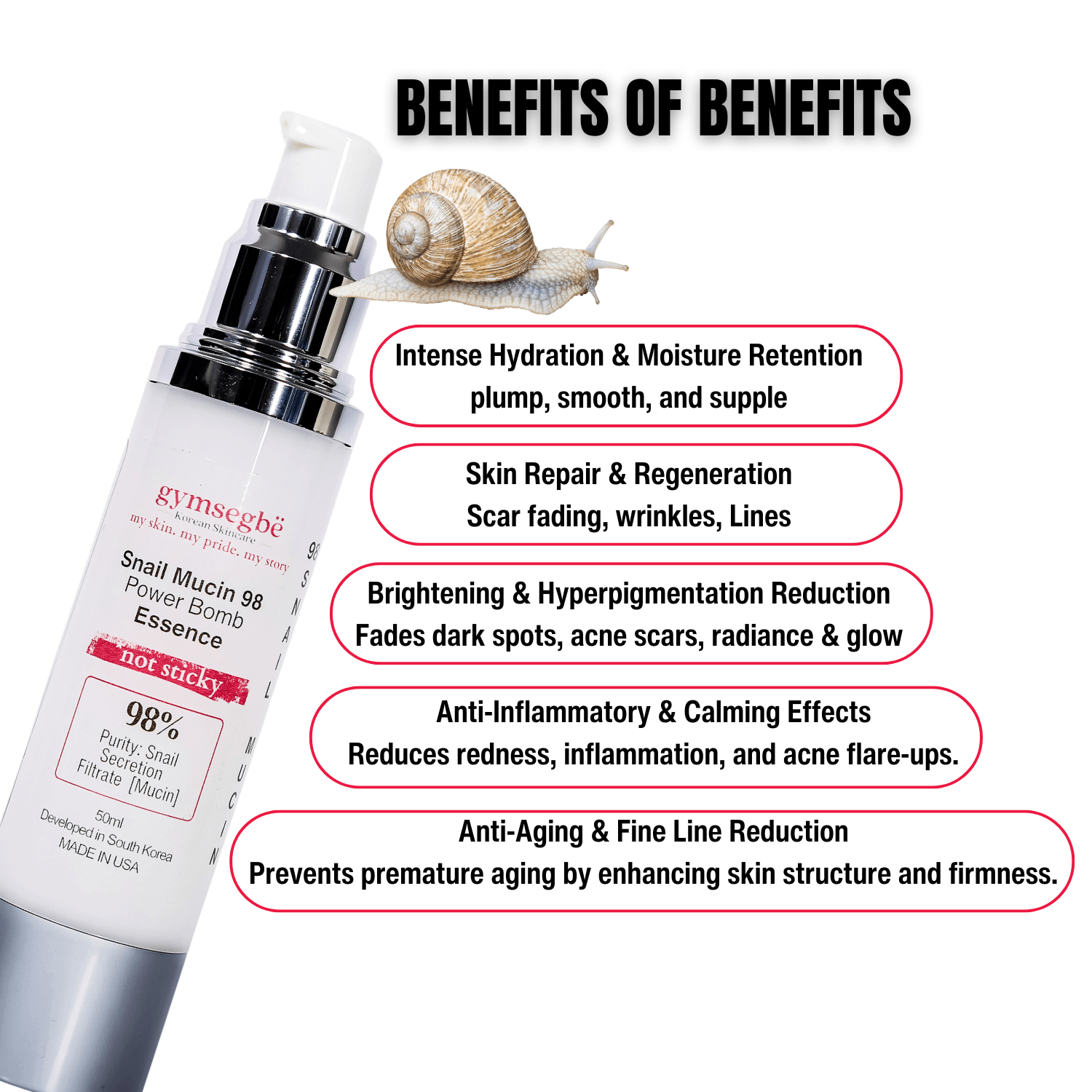 Snail Mucin 98% Power Essence for Hydration and Skin Bounce
