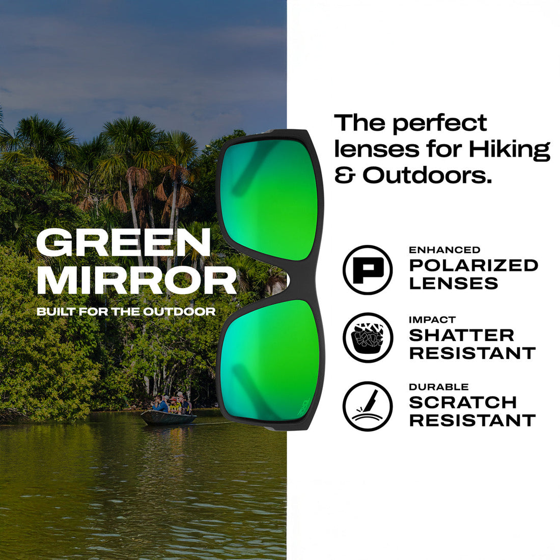 Mojave Green Mirrored Polarized Sunglasses for Outdoor Adventure