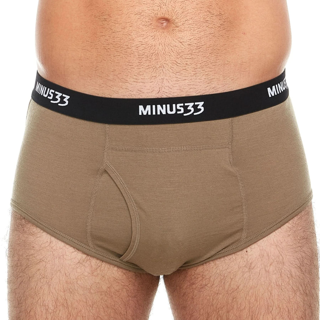 Close up of Men's Microweight Wool Briefs in olive, brown, and black solid colors.