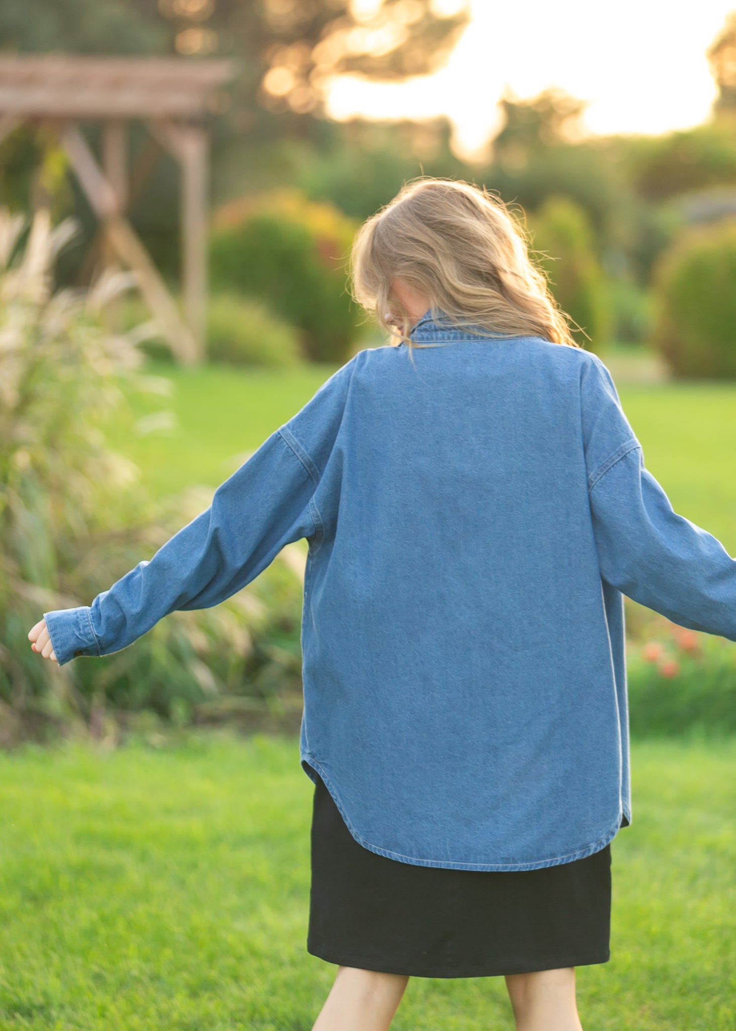 Betty Denim Button Up Top | Oversized Dark Wash Shirt