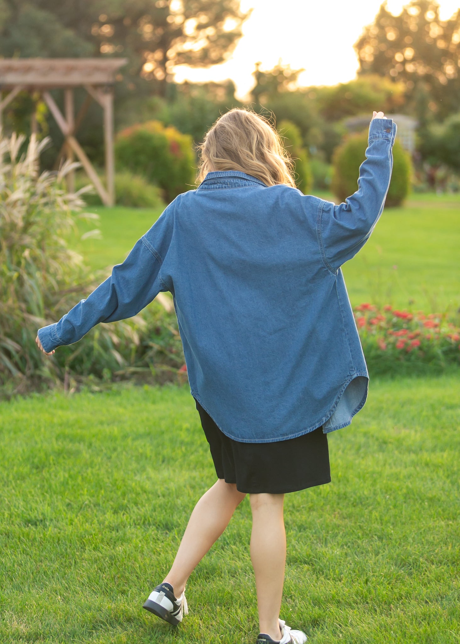 Betty Denim Button Up Top | Oversized Dark Wash Shirt