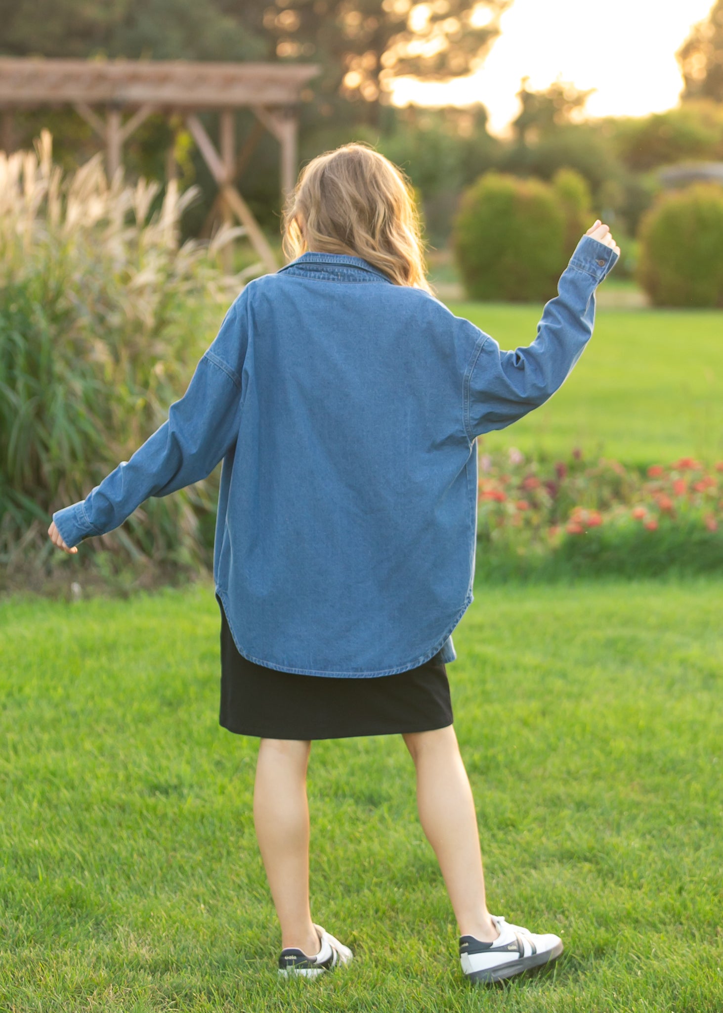 Betty Denim Button Up Top | Oversized Dark Wash Shirt