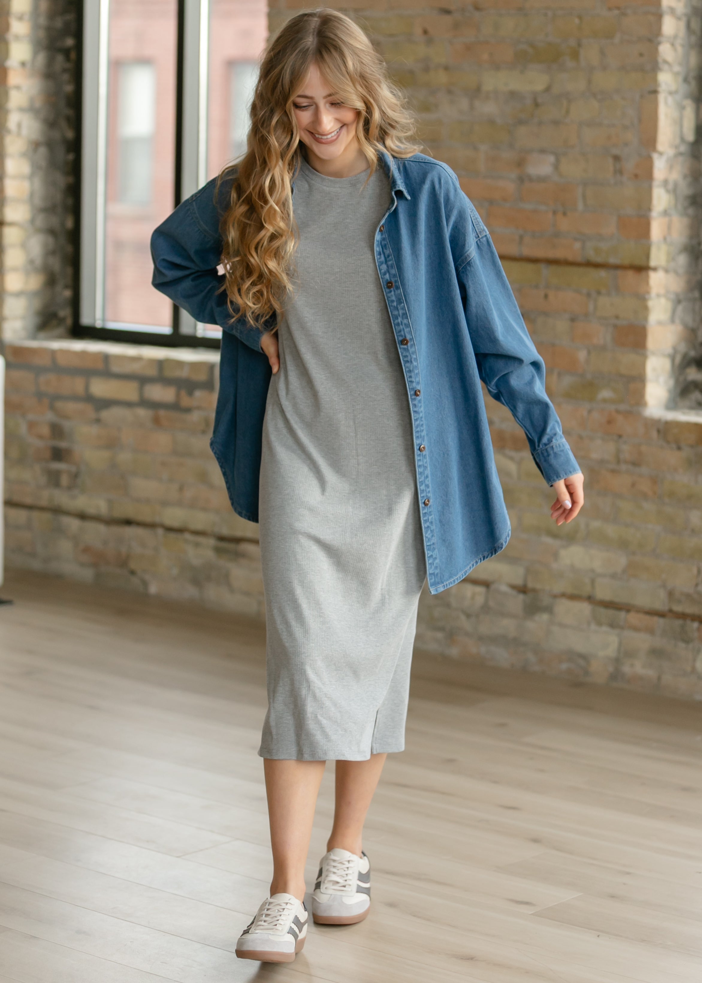 Betty Denim Button Up Top | Oversized Dark Wash Shirt