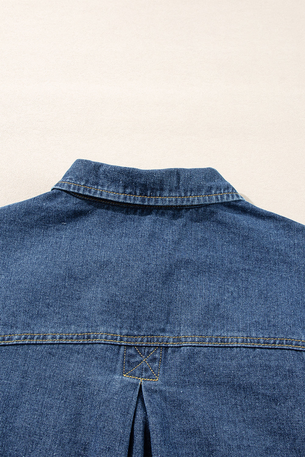 Blue Stripe Washed Oversized Pocketed Denim Jacket