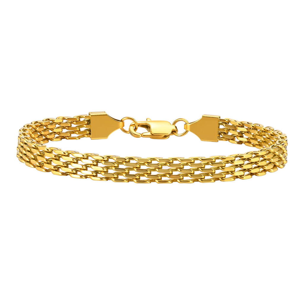 European And American Style Titanium Steel Mesh Woven Bracelet Simple Metal Chain 18K Gold