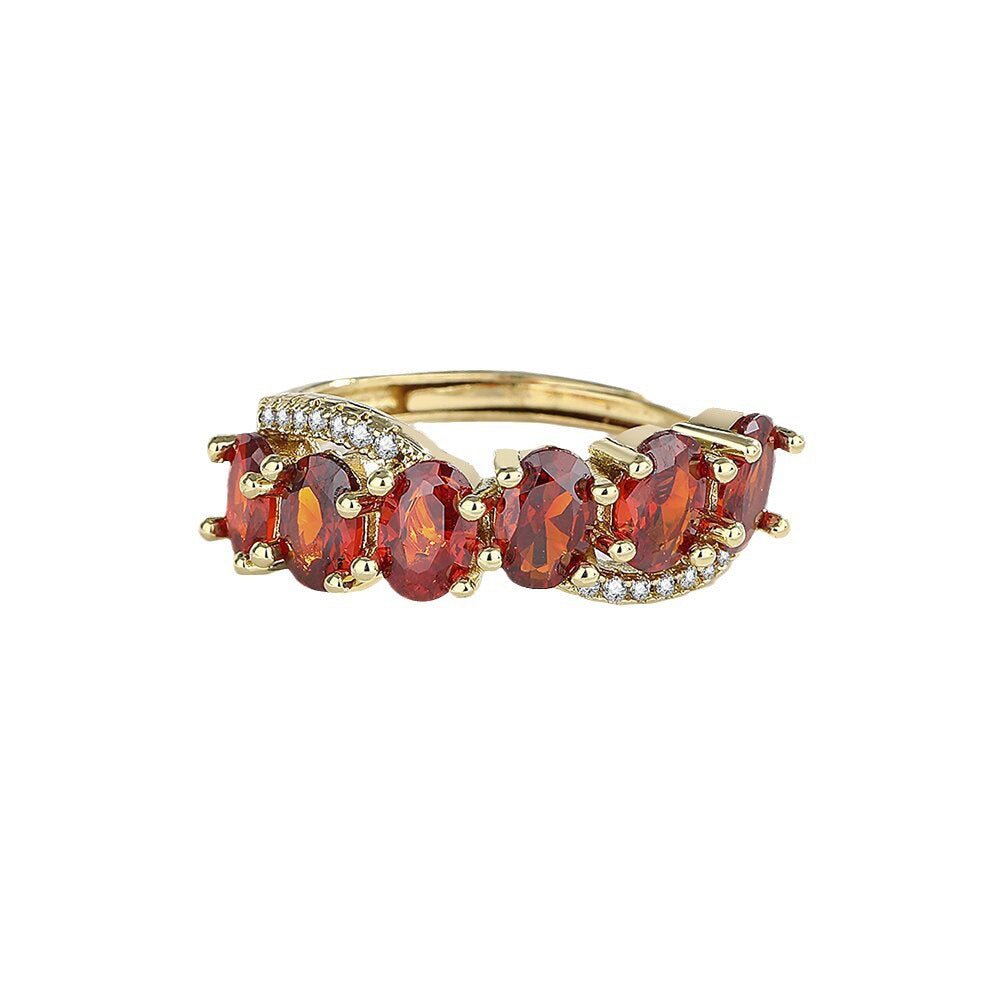 Geometric 18K Gold-Tone Adjustable Hoop Ring - Light Luxury Style
