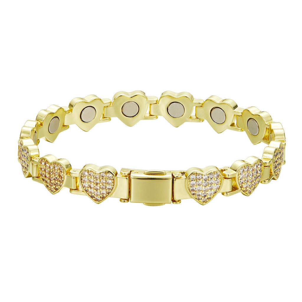 Fashionable Heart-shaped Brass-plated 14K Gold Bracelet