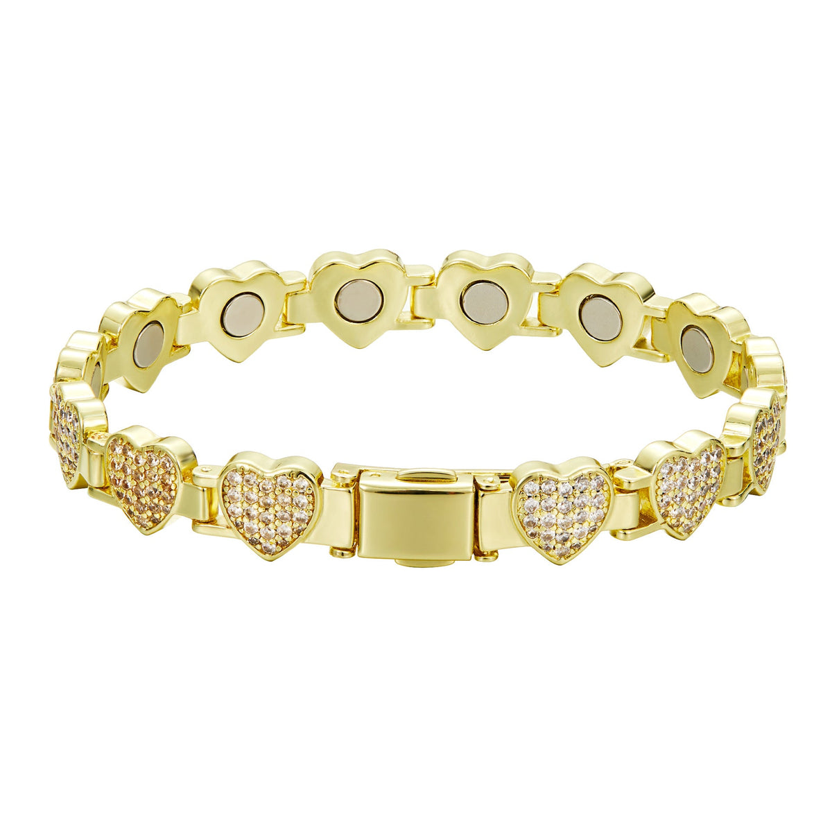Fashionable Heart-shaped Brass-plated 14K Gold Bracelet
