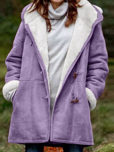 Women's Long Sleeve Hooded Toggle Jacket with Pockets