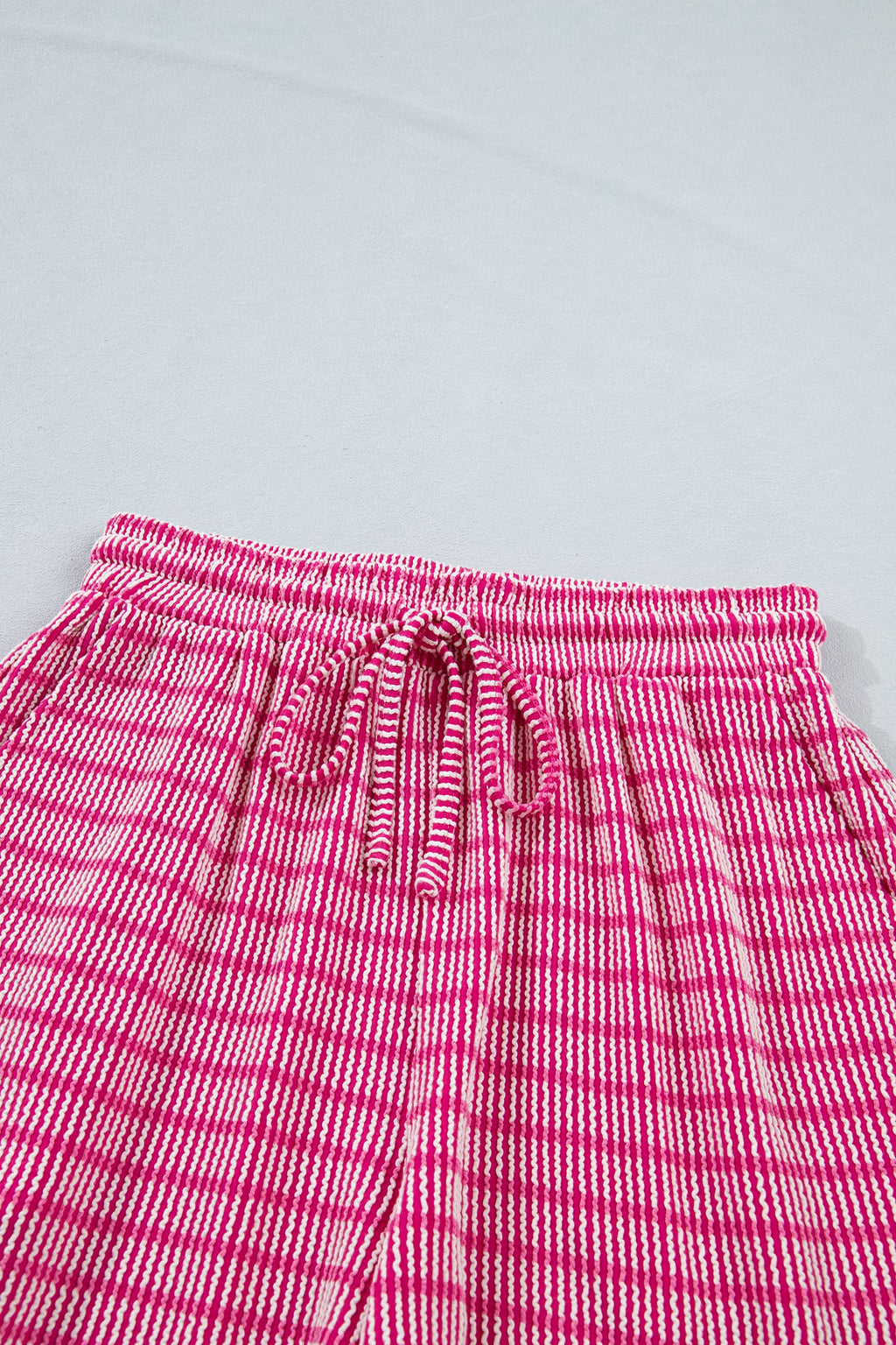 Stripe Ribbed Loose Tee & Drawstring Short Set