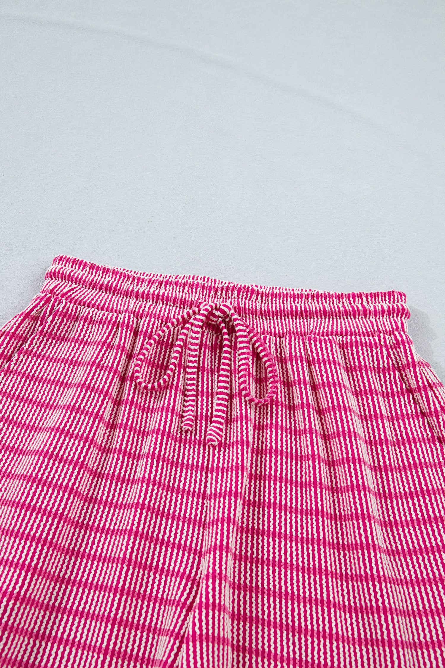 Stripe Ribbed Loose Tee & Drawstring Short Set