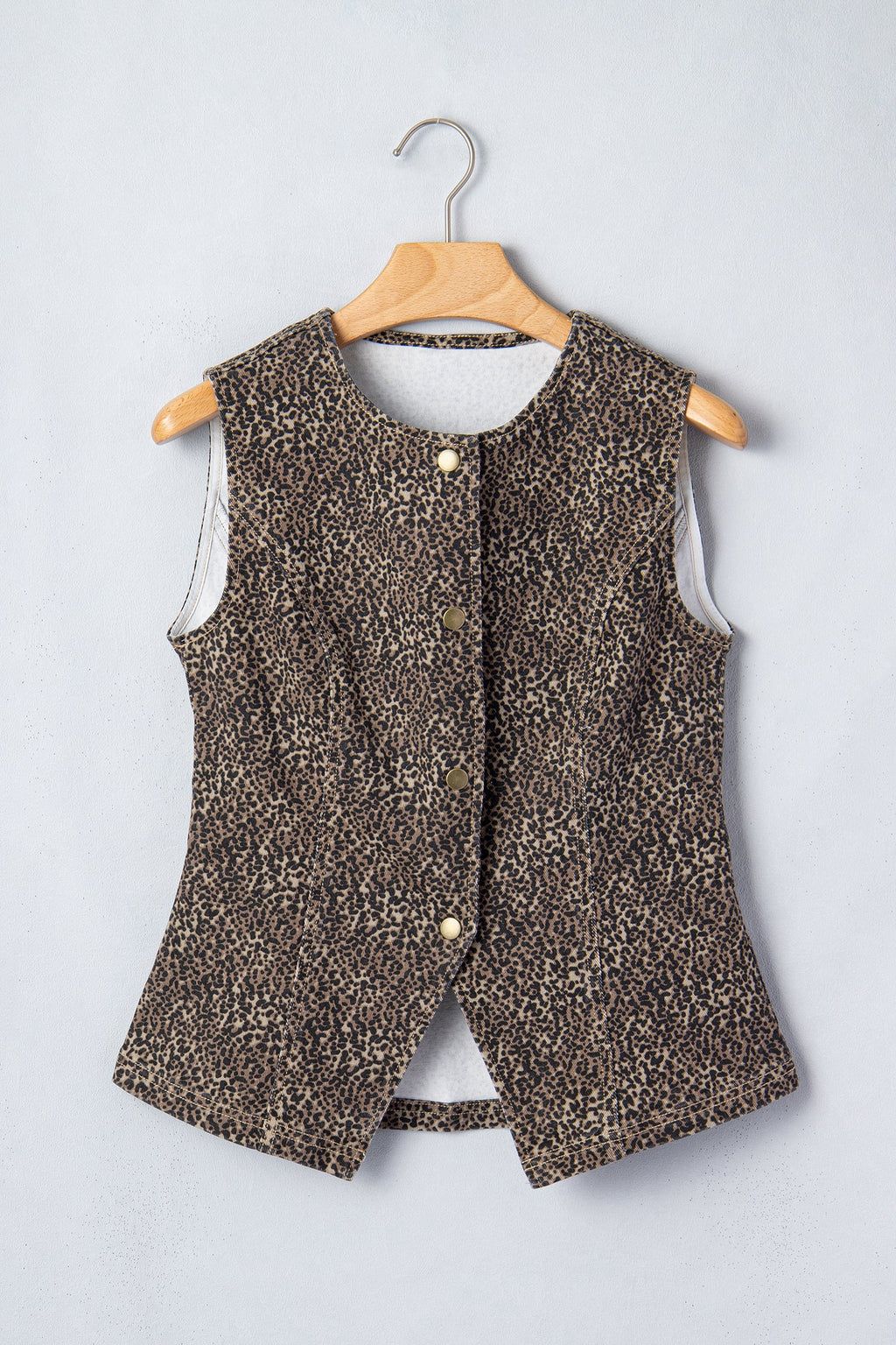 Elliana Animal Print Slim Fit Denim Vest