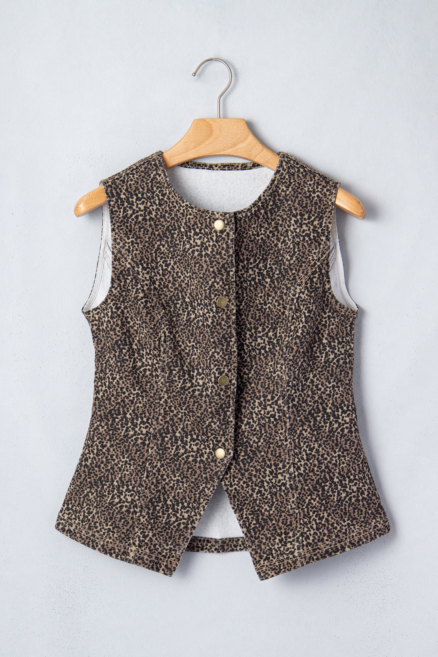 Elliana Animal Print Slim Fit Denim Vest