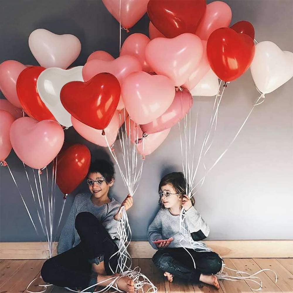 100-piece mix of red and pink heart-shaped latex balloons