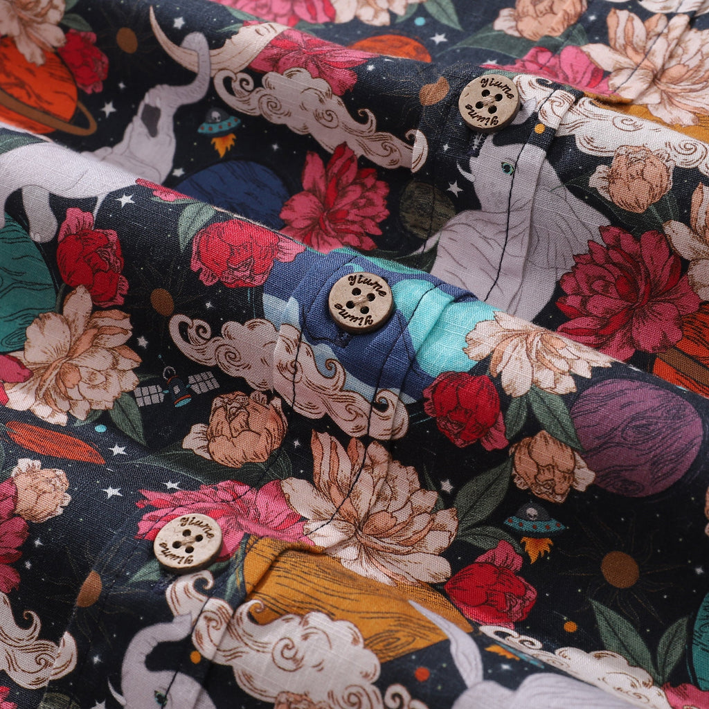 Men's Surrealist Space Short Sleeve Cotton Hawaiian Shirt