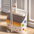Upright Broom and Dustpan Set with Comb Teeth and Long Handle