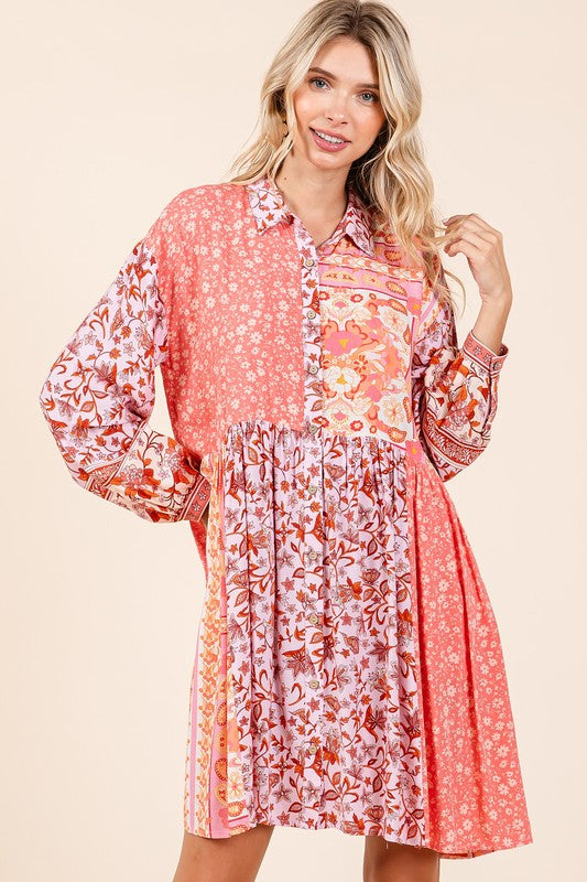 Floral Tie Waist Flutter Sleeve Tiered Dress