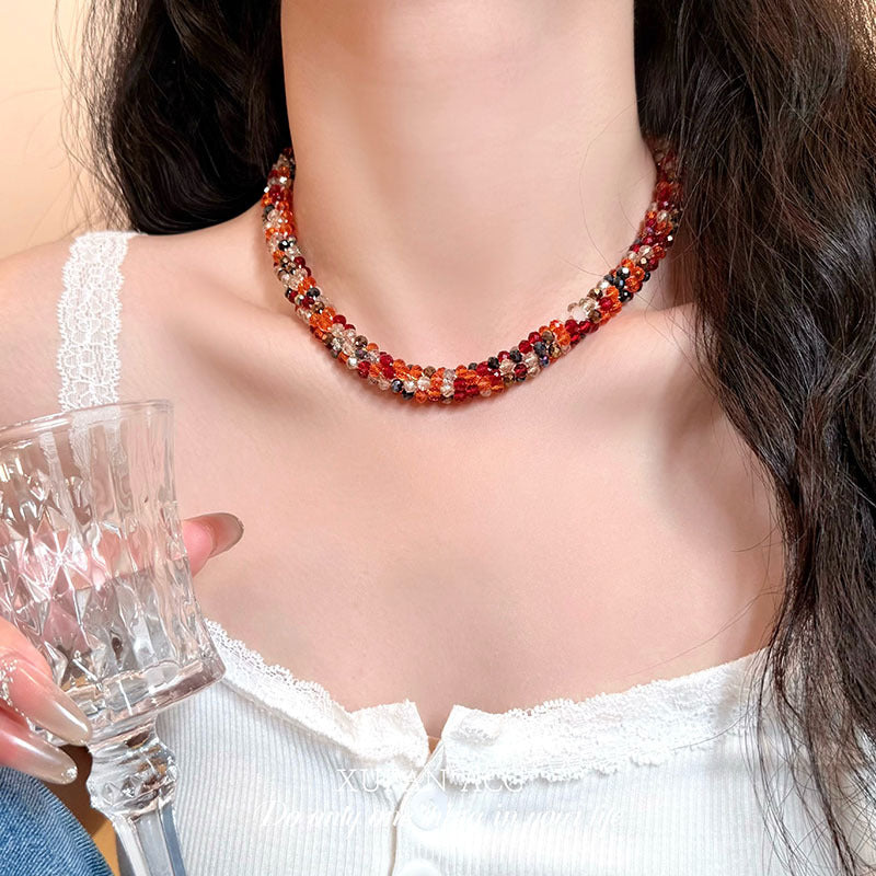 European And American Cross-Border Style Design Colorful Dopamine Heavy-Duty Ring With A Light Luxury And High-End Feel, Versatile High-End Women's Clavicle Chain