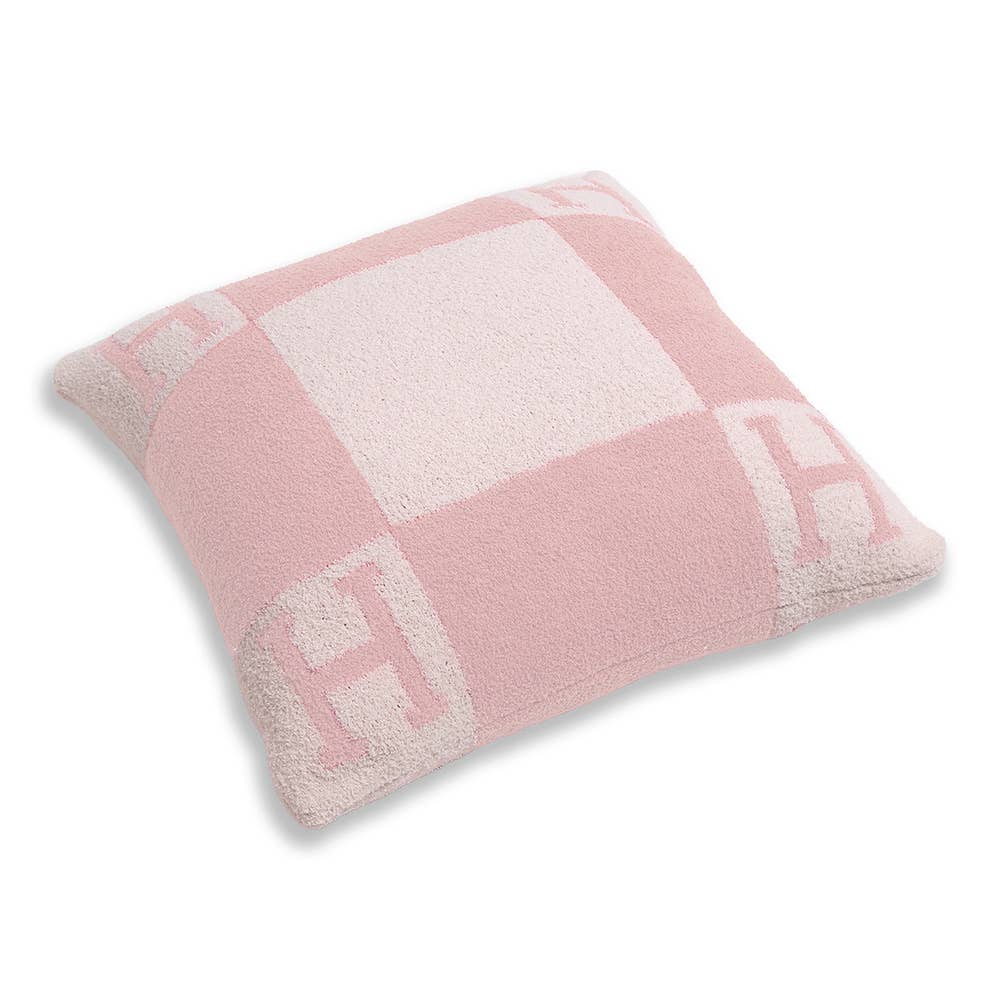 Pink H Patterned Cushion Cover Decorative Pillow Case 18x18