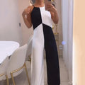 Women's Modern Color Block Wide-Leg Jumpsuit Sleeveless Casual