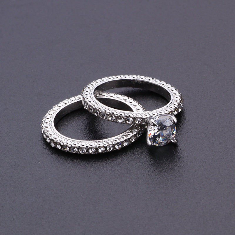 Sanjie Cross-Border Popular Accessories Temu Hot-Selling Couple Rings European And American Fashion Women's Rings Zircon Rings