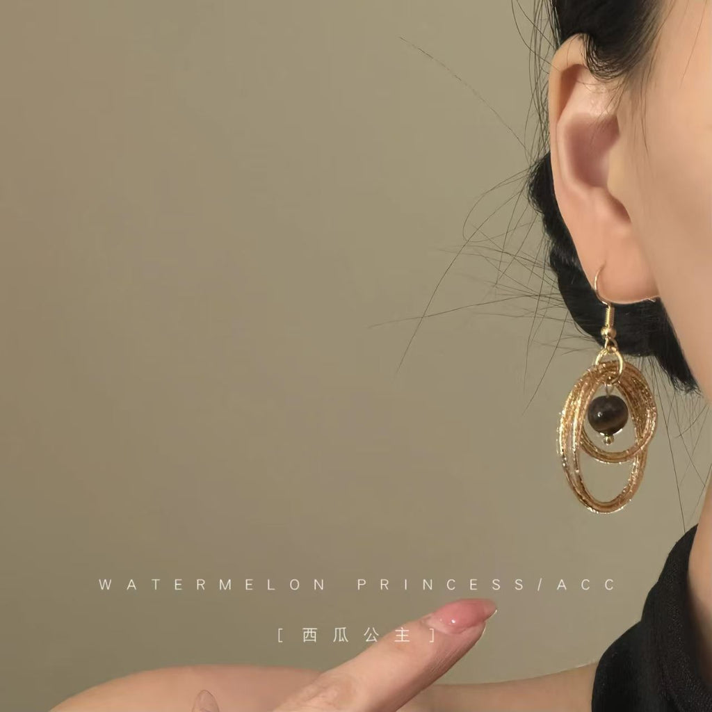 Elegant Tiger's Eye Gemstone Earrings - Sophisticated Gold Jewelry