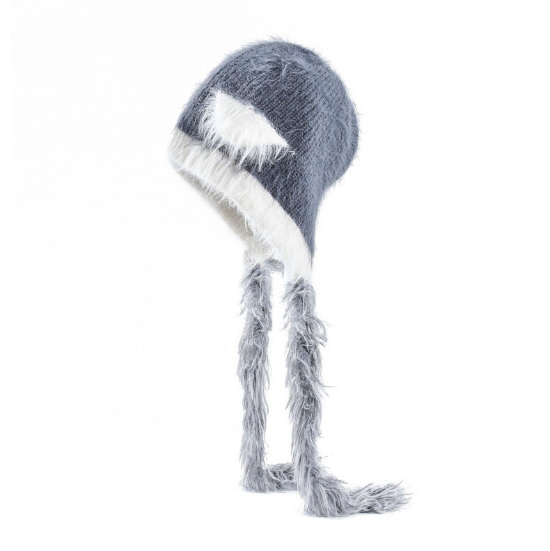 Cat Ears Mink Wool Ear-Protection Knitted Hat — Cozy Animal Ear Beanie