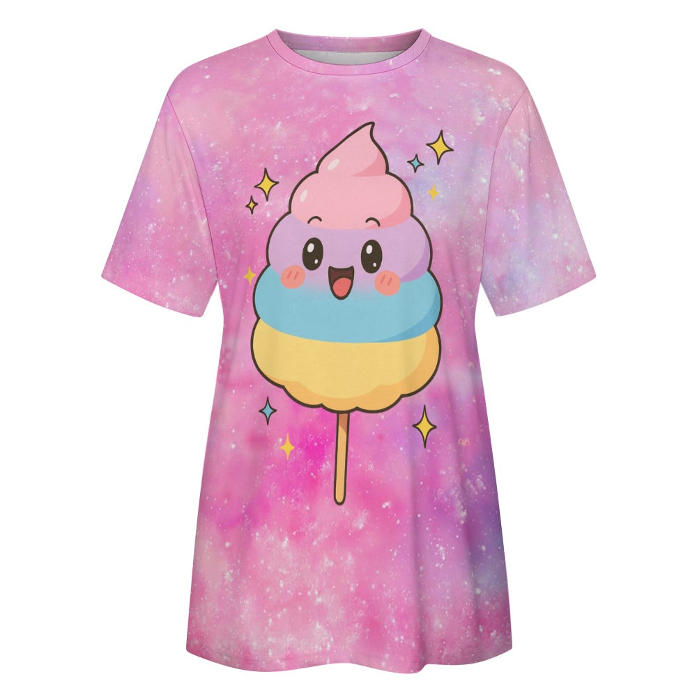 Women's Cotton Candy Galaxy Print Graphic T-Shirt Casual Tee - Image 6