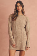 Parchment Cable Knit Drop Shoulder Sweater Dress | Oversized
