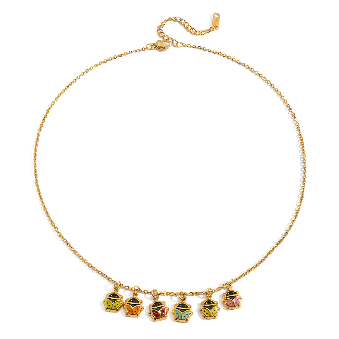 18K Gold Ladybug Necklace with Zircon Accents