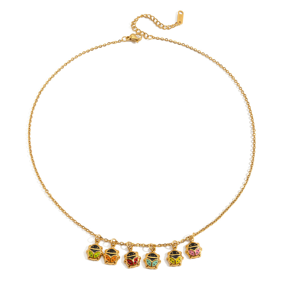 18K Gold Ladybug Necklace with Zircon Accents