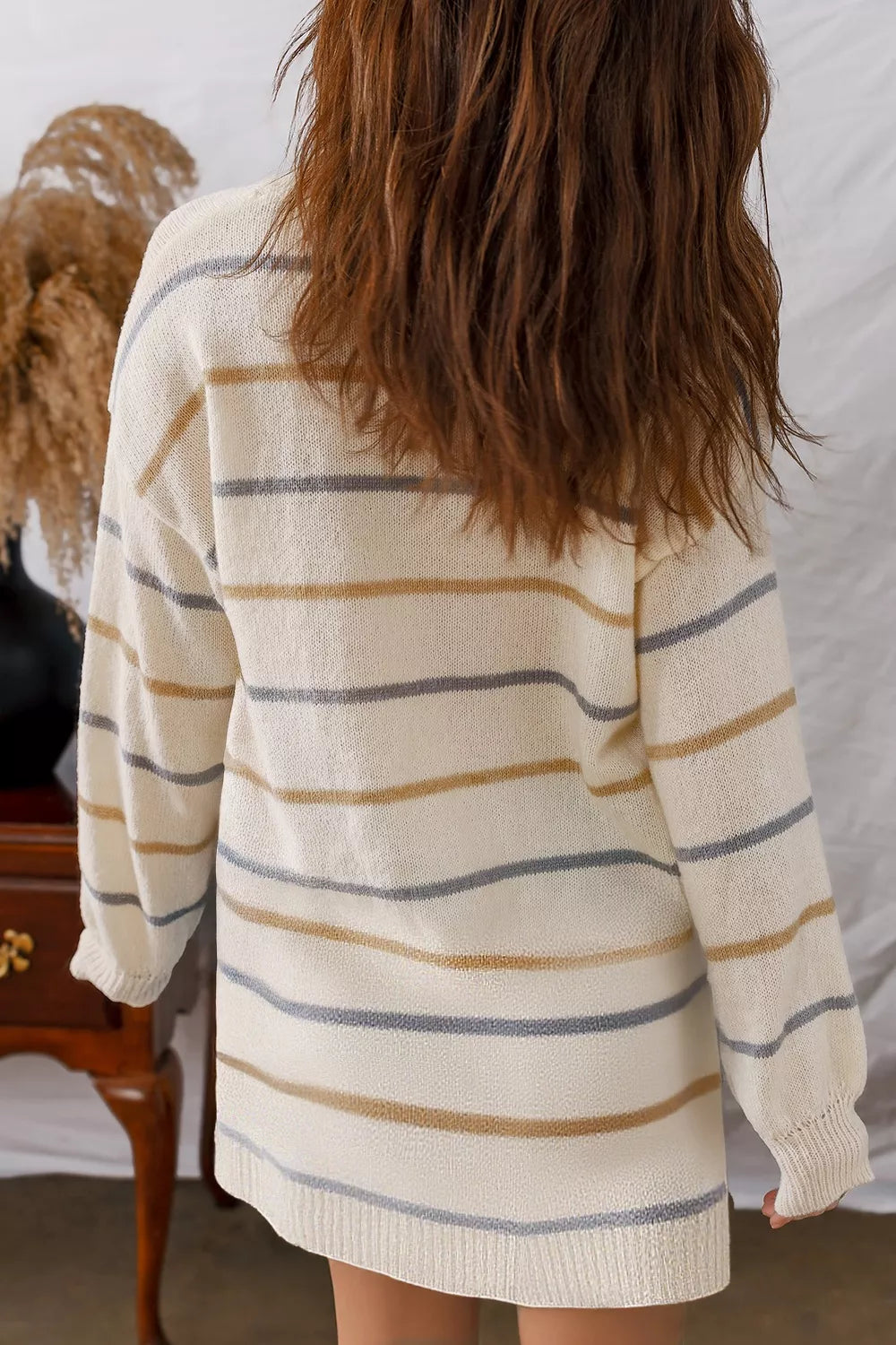 Striped Dropped Shoulder Oversized Sweater Dress