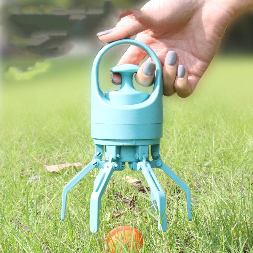 Portable Eight-Claw Dog Pooper Scooper with Bag Dispenser - Teal/Grey