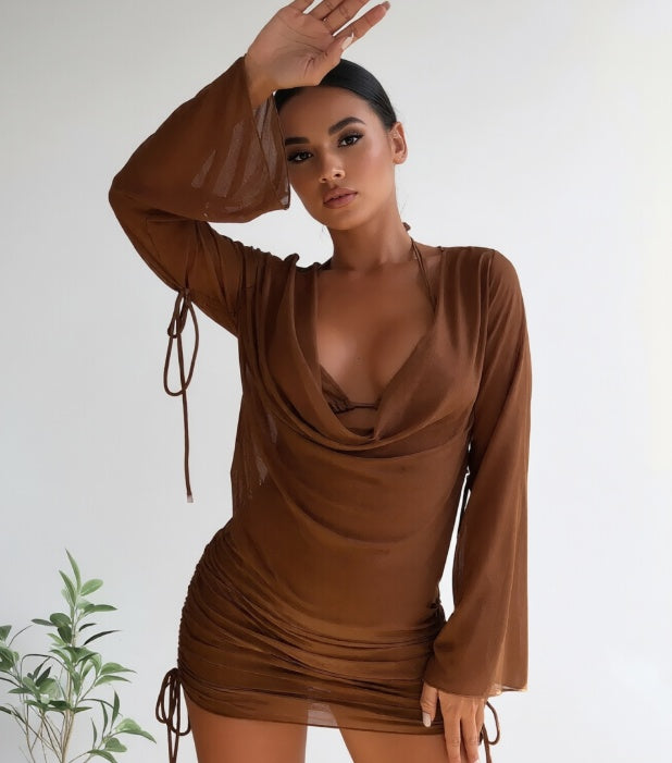 Women's Two-Piece Bikini Set in Solid Brown