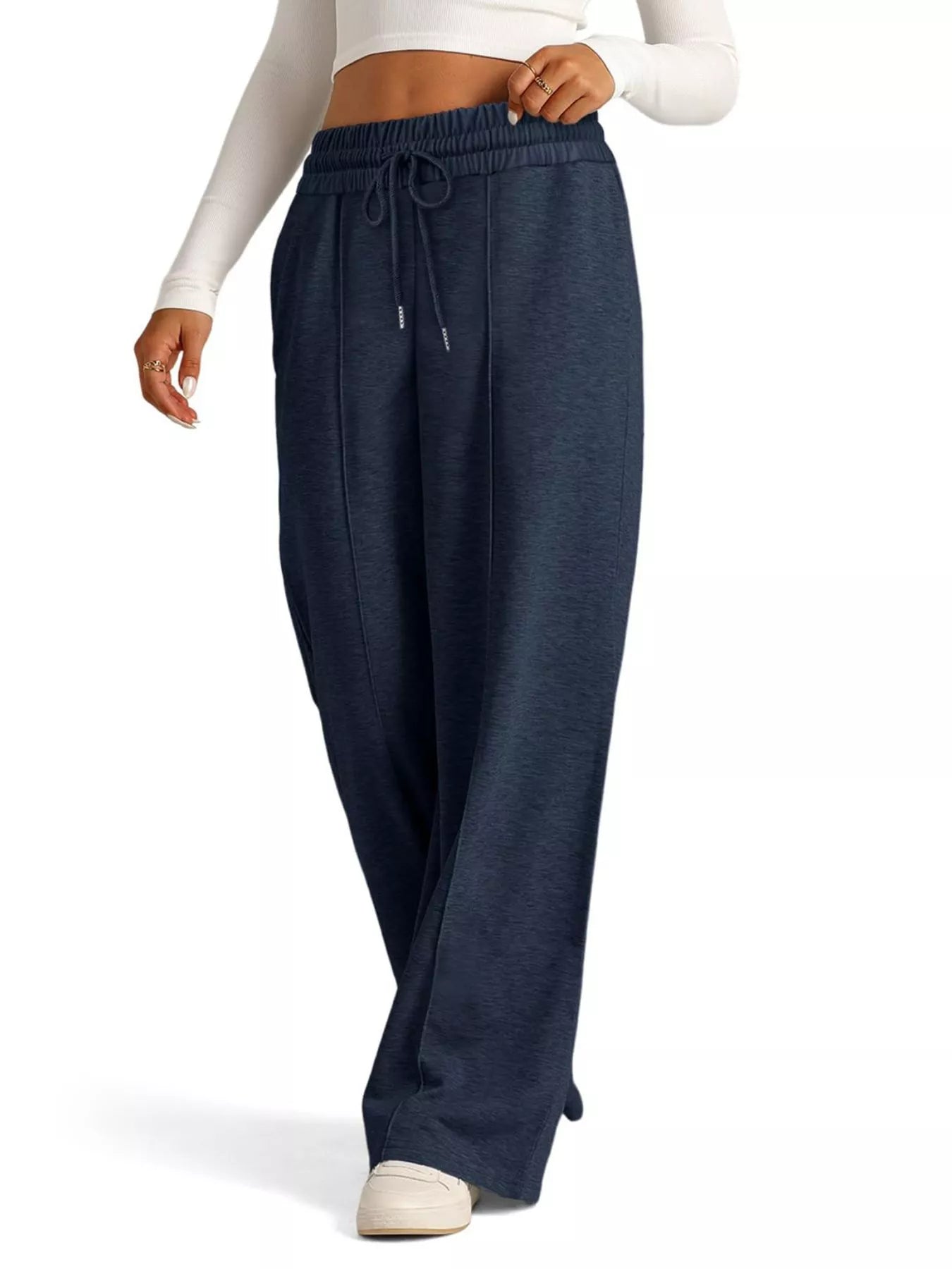 Women's Wide Leg Drawstring Lounge Pants with Pockets