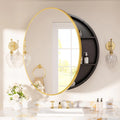 TETOTE Gold Round Bathroom Medicine Cabinet with Mirror 30 x 30 Bathroom Mirror Cabinet Adjustable Shelves Farmhouse Wall Mirror with Storage Surface Mounted