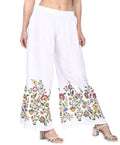 Elegant white palazzo pants with floral print pattern