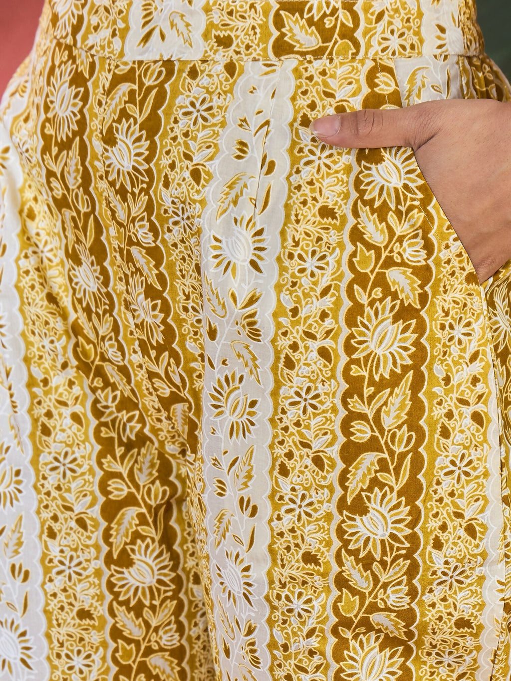Printed Mustard Pure Cotton Kurta Set for Women