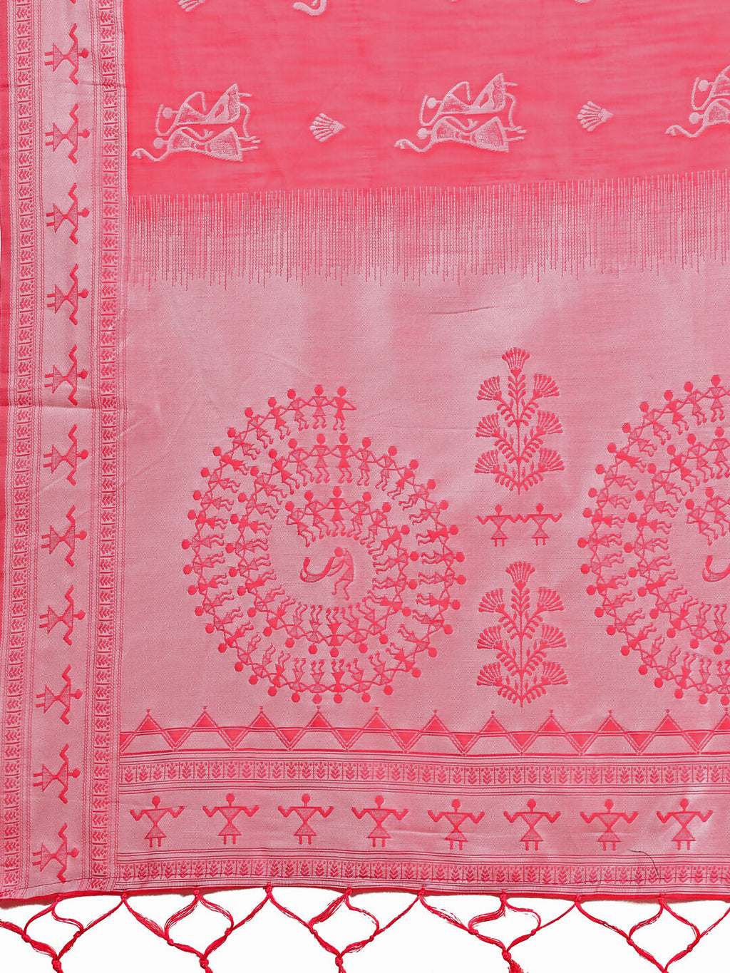Varnika Pink Linen Cotton Saree with Matching Blouse