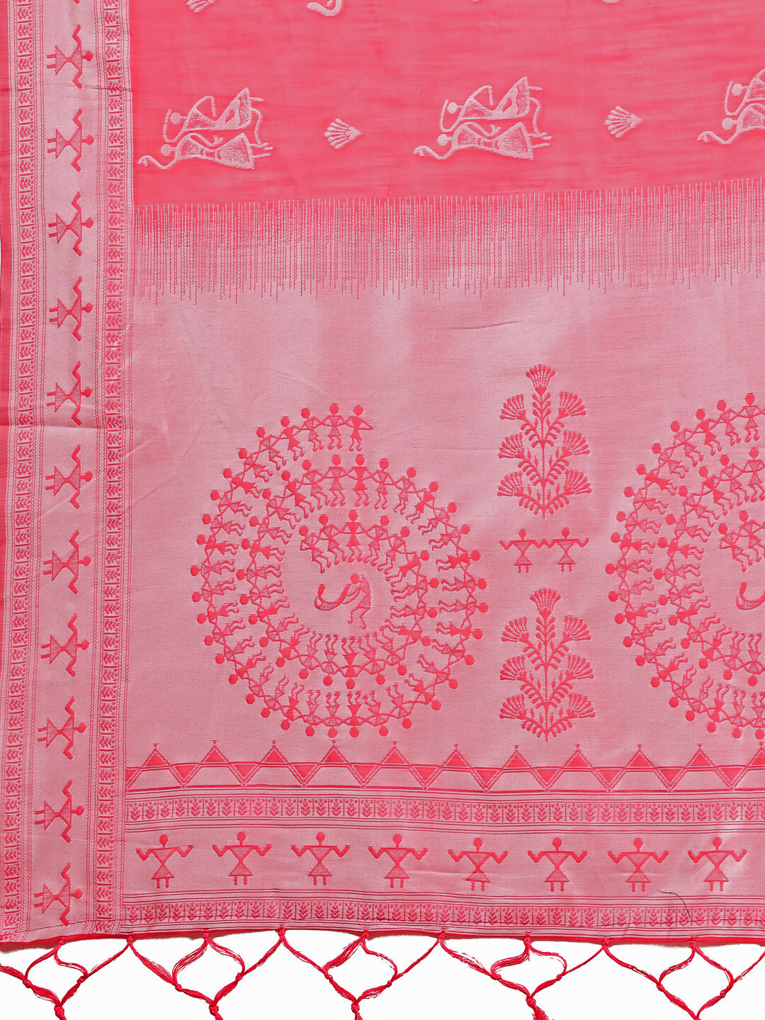 Varnika Pink Linen Cotton Saree with Matching Blouse