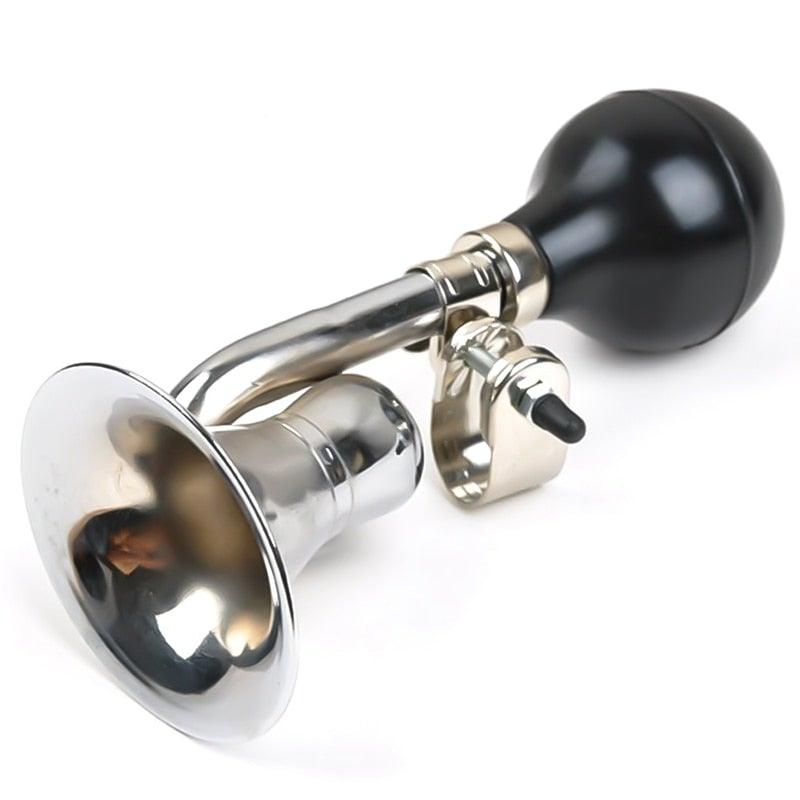 Classic vintage aluminum alloy air horn for bicycles in silver and black