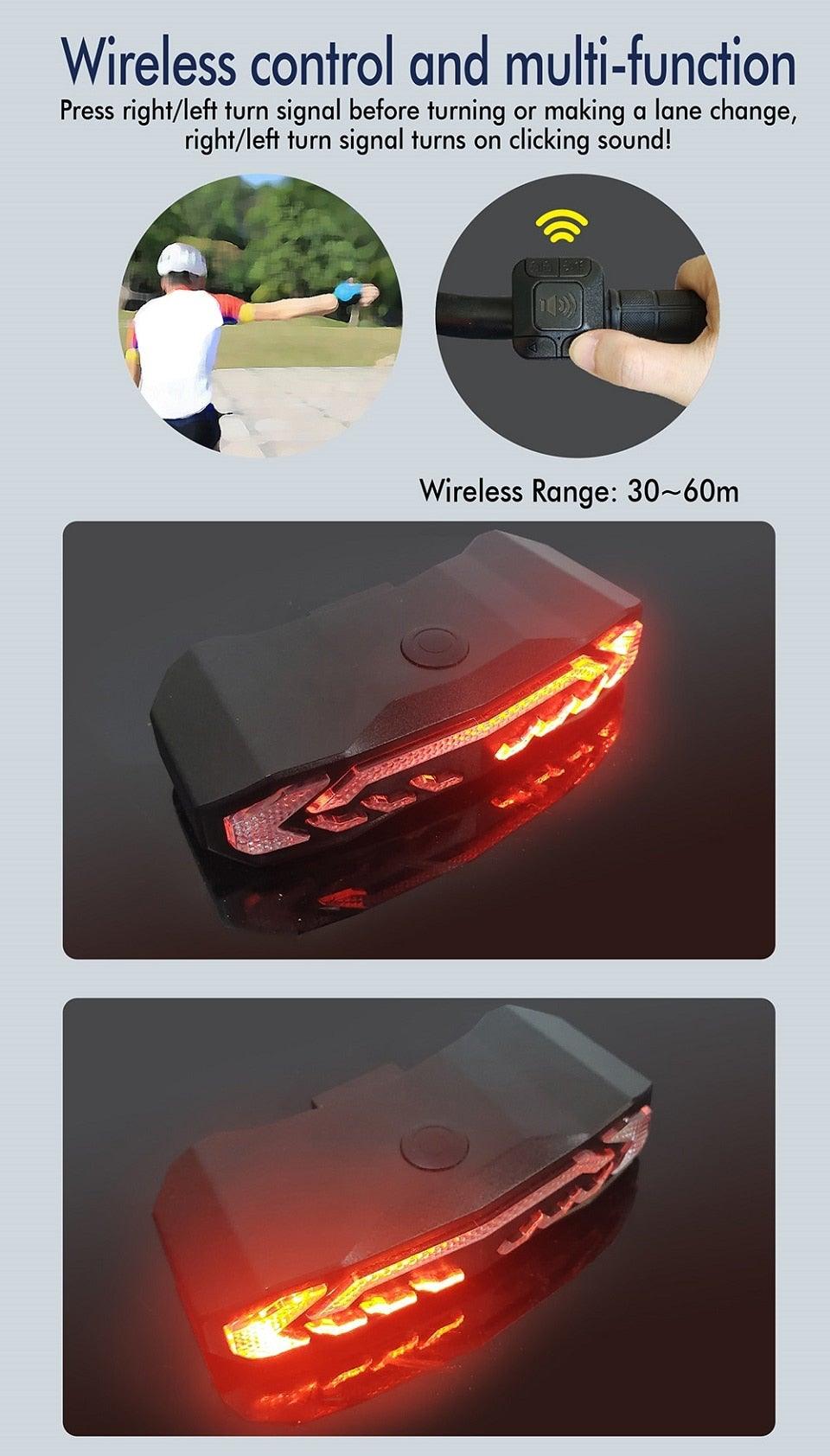 Anti-Theft Bike Alarm Taillight with Remote & Turn Signals
